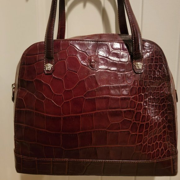 Versace Red Croc Embossed Handbag - Picture 1 of 8